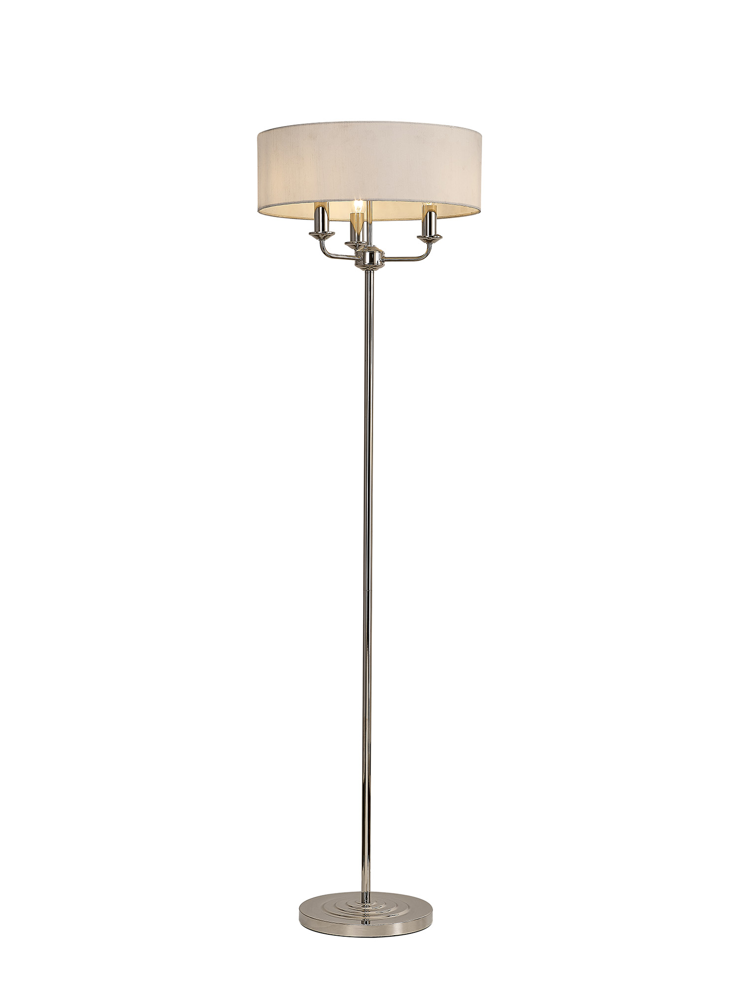 DK0881  Banyan 45cm 3 Light Floor Lamp Polished Nickel; White